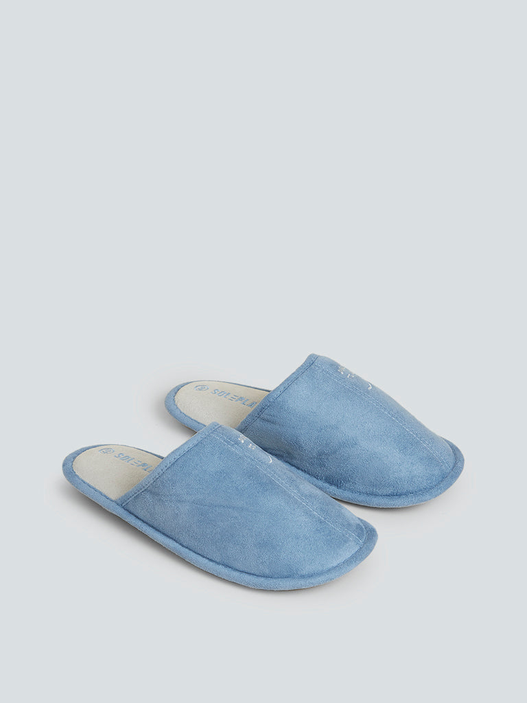 SOLEPLAY Blue Text-Printed Bathroom Slippers